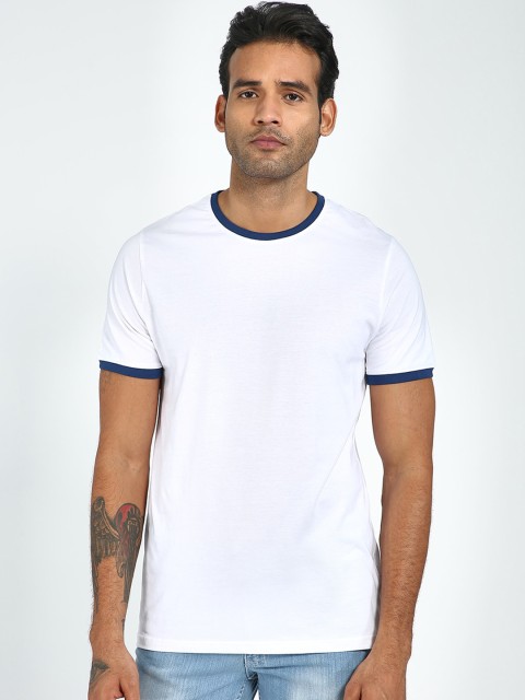 

Blue Saint Men White Solid Round Neck T-shirt