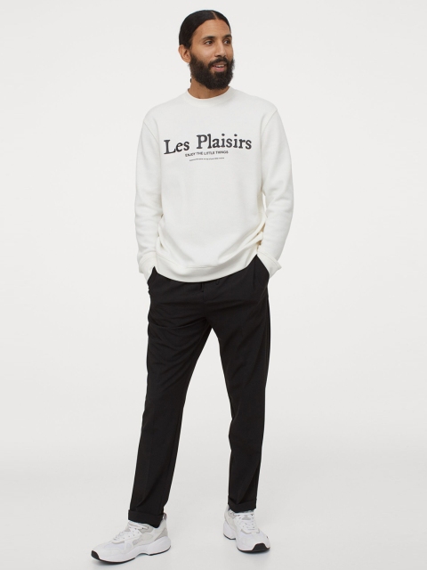 

H&M Men White Printed Sweatshirt