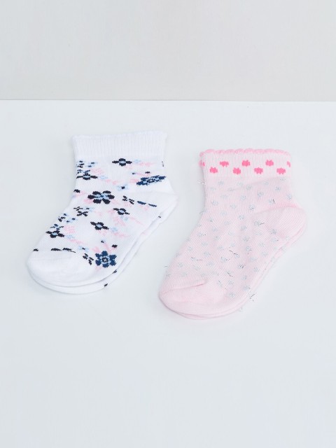 

max Girls Pack Of 2 Patterned Ankle Length Socks, White