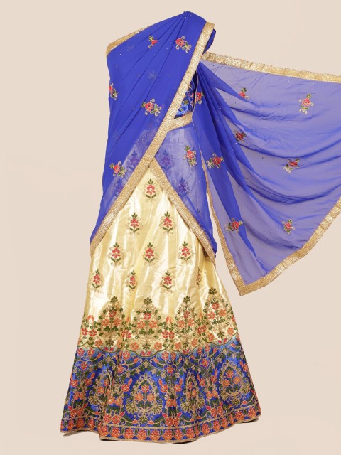 

Pothys Blue Embroidered Half Saree