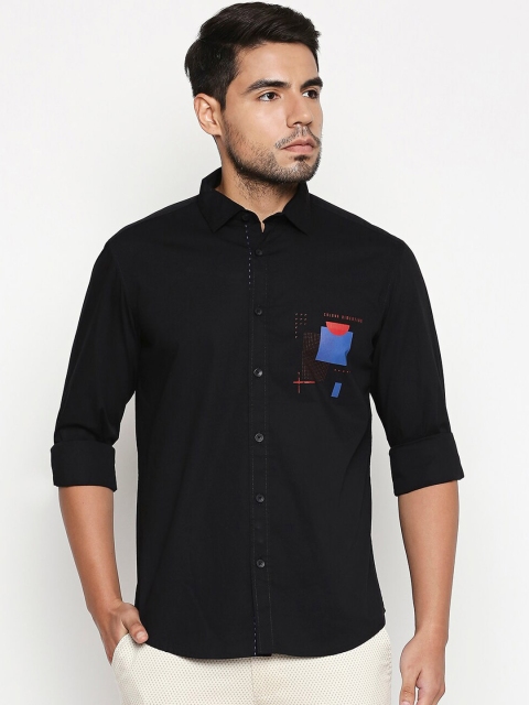 

Basics Men Black Slim Fit Solid Casual Shirt