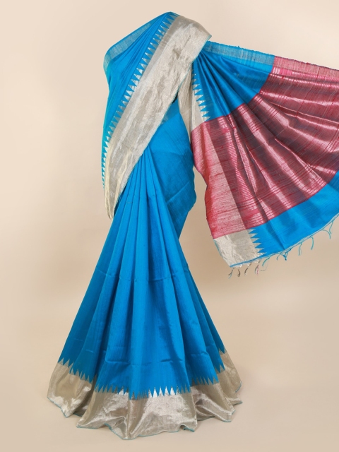 

Pothys Blue & Grey Jute Silk Solid Saree