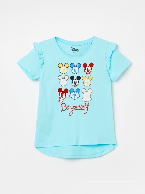 

Fame Forever by Lifestyle Girls Blue Printed Pure Cotton High-Low Top