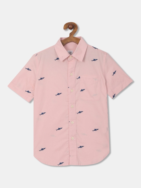 

GAP Boys Pink Regular Fit Printed Casual Shirt