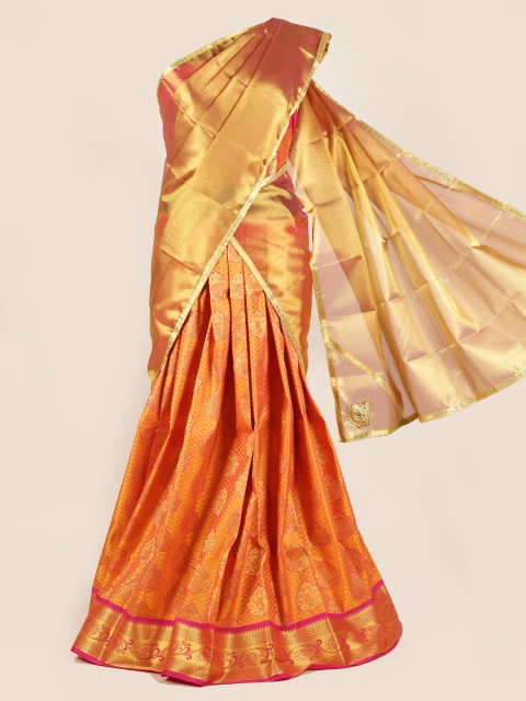 

Pothys Gold-Toned Woven Design Half Saree