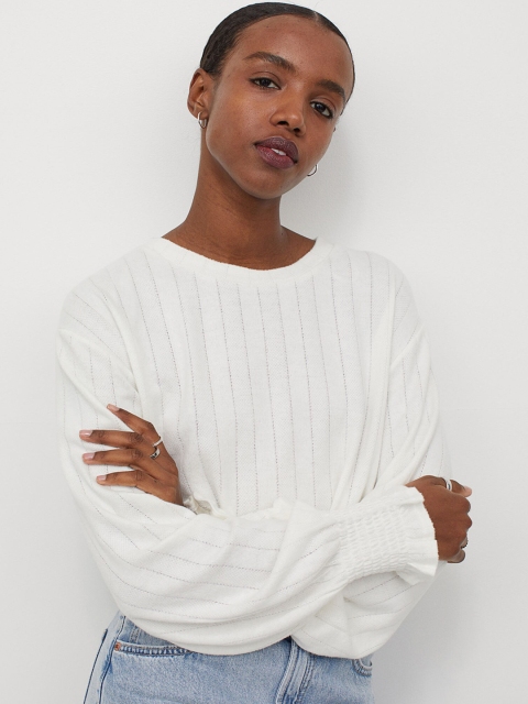 

H&M Women White Frill-Trimmed Top
