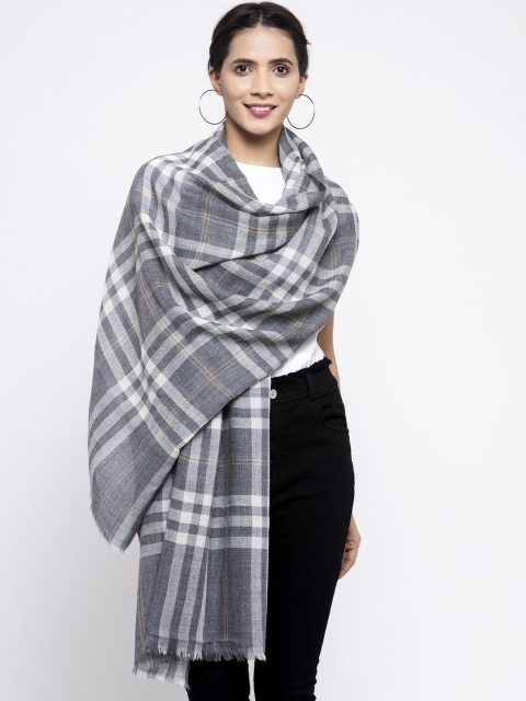 

Calvadoss Women Grey & White Checked Sustainable Long Fit Muffler
