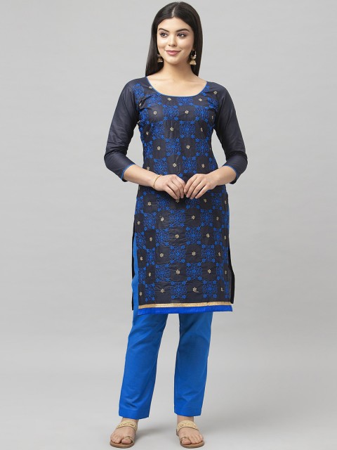 

Satrani Blue & Black Pure Cotton Unstitched Dress Material