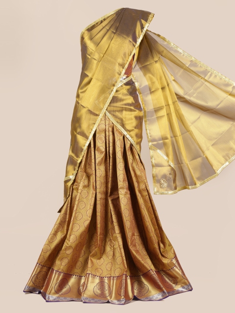 

Pothys Gold-Toned Woven Design Half Saree