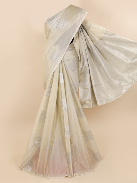 

Pothys White Solid Saree