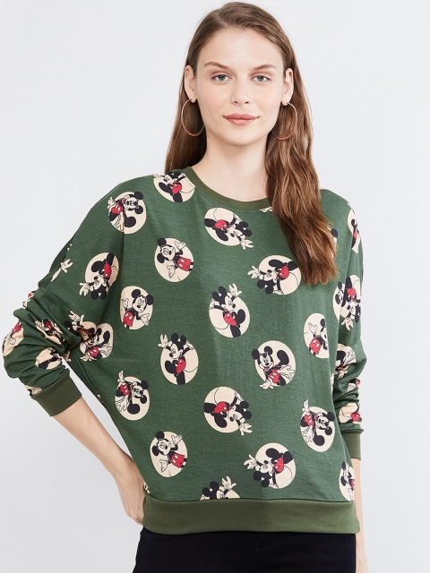 

max Women Green Printed Sweatshirt