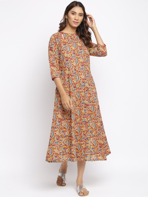 

TJORI Women Brown & Blue Printed Anarkali Kurta