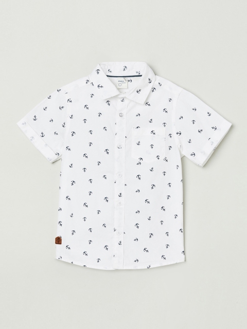 

max Boys White Regular Fit Printed Cotton Casual Shirt