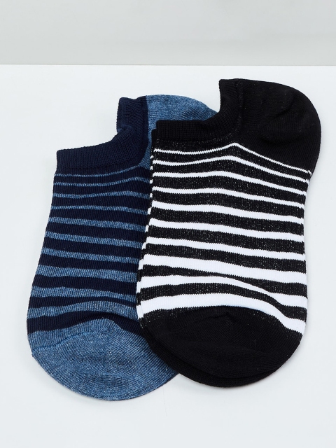 

max Men Pack of 2 Striped Shoe-Liners, Blue
