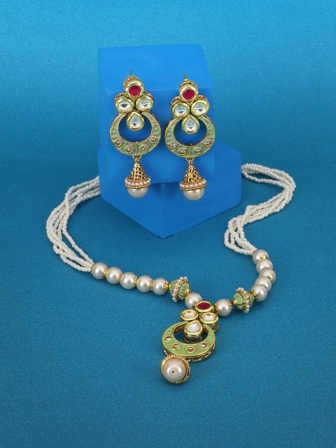 

Adwitiya Collection Gold-Plated Antique Jewellery Set