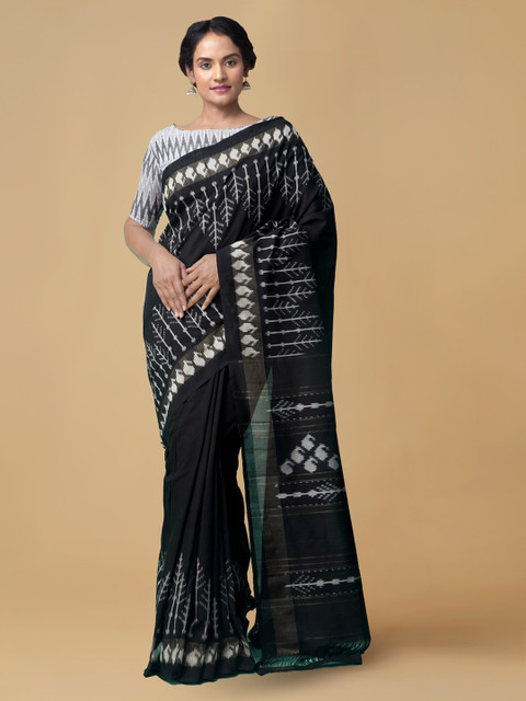 

Unnati Silks Black Printed Pochampally Saree