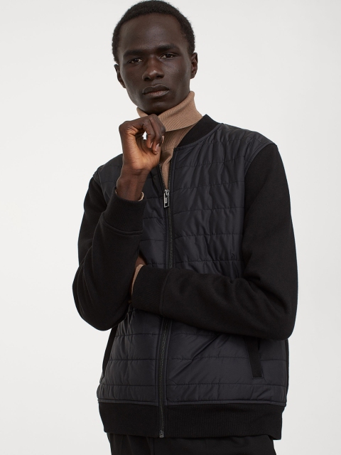 

H&M Men Black Quilted Bomber Jacket