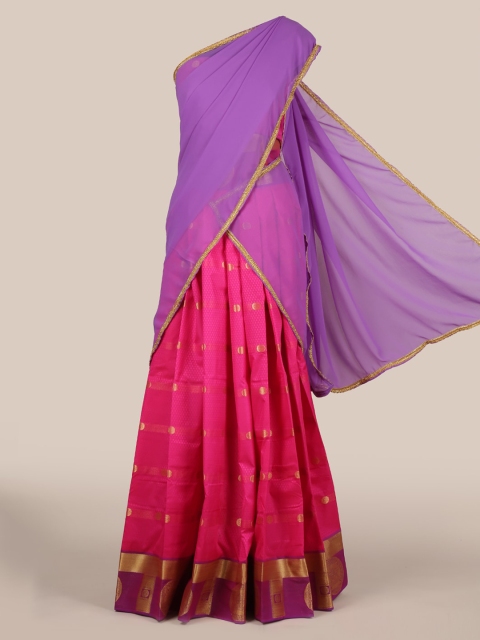 

Pothys Purple & Pink Poly Chiffon Woven Design Half Saree