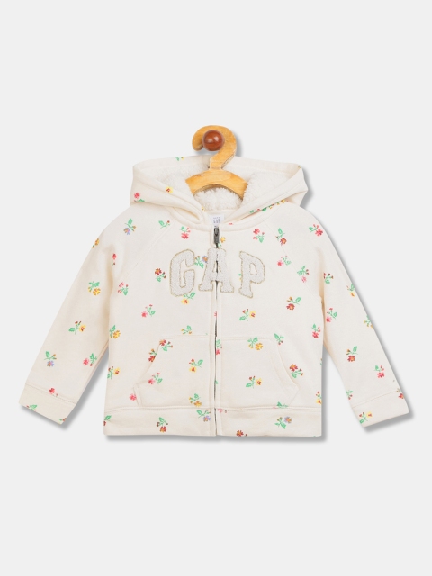 

GAP Girls Off White Hood Floral Print Sweatshirt