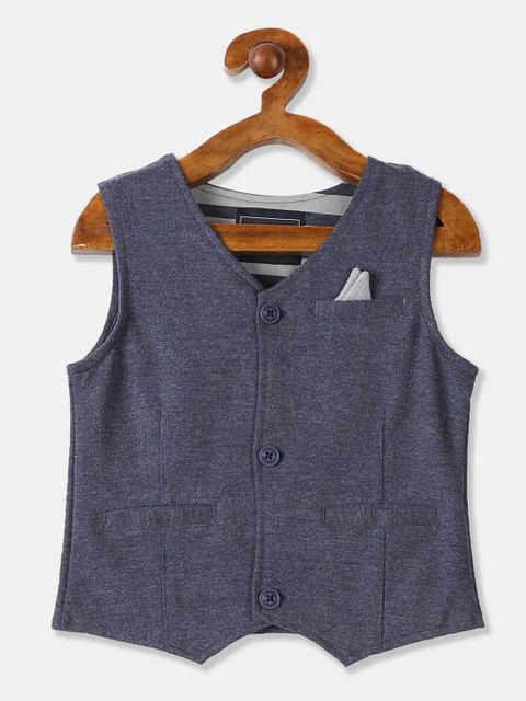 

Cherokee Boys Navy Blue Solid Woven Waistcoat