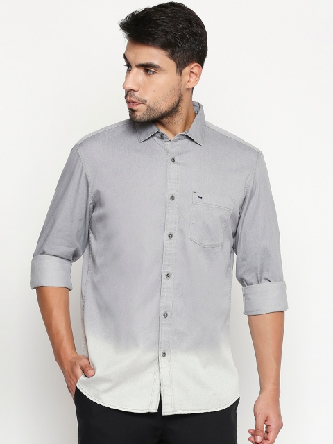 

Basics Men Grey Slim Fit Solid Casual Shirt