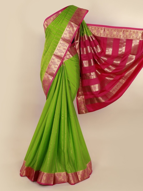 

Pothys Green Pure Silk Solid Mysore Silk Saree