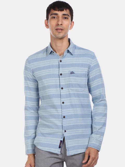 

U.S. Polo Assn. Men Blue Regular Fit Striped Casual Shirt