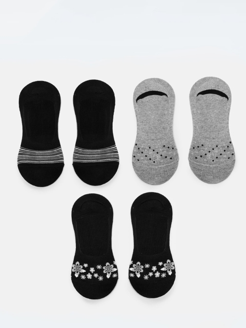 

max Women Pack Of 3 Patterned Shoe-Liners, Grey