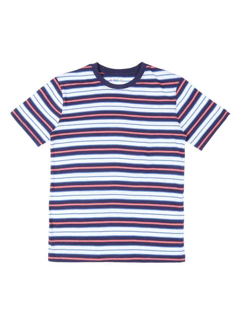 

POPPERS by Pantaloons Boys Peach & Blue Striped Round Neck T-shirt