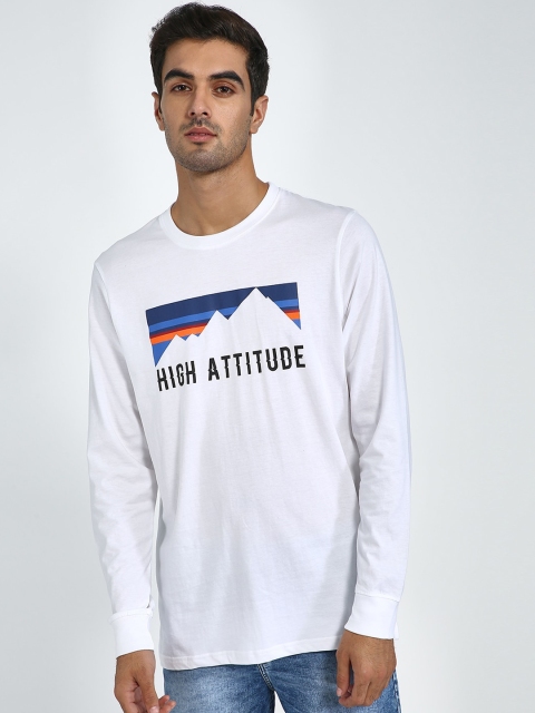 

Blue Saint Men White Printed Round Neck T-shirt