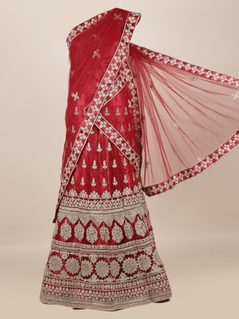 

Pothys Maroon Embroidered Half Saree