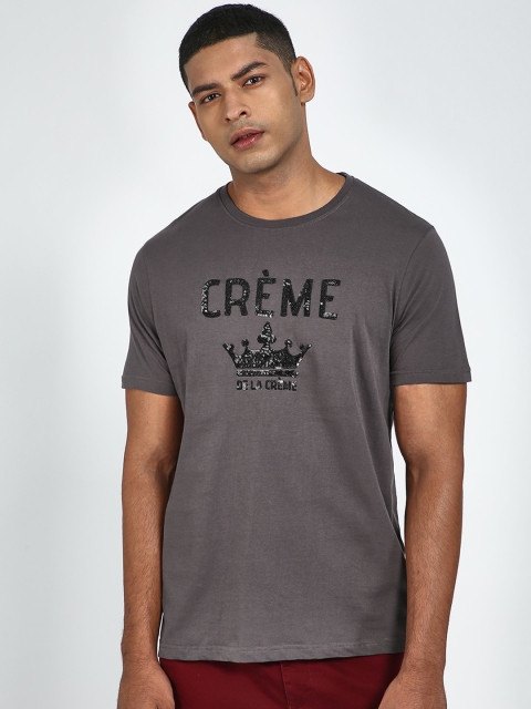 

Blue Saint Men Grey Printed Round Neck T-shirt