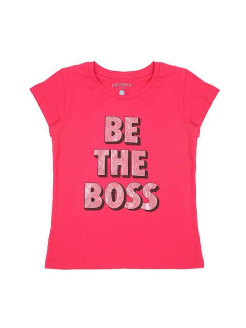 

Pantaloons Junior Girls Fuchsia Printed Round Neck T-shirt