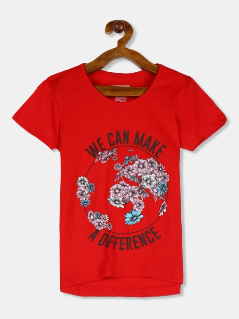 

Cherokee Girls Red Printed Round Neck T-shirt