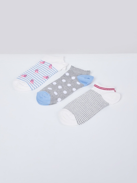 

max Women Pack of 3 Ankle-Length Socks, White