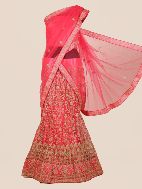 

Pothys Pink Embroidered Net Half and Half Saree