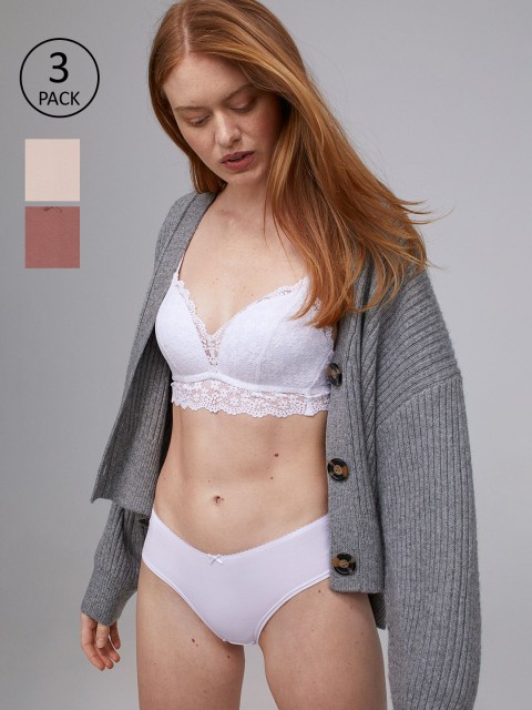 

H&M Women 3-Pack Cotton Hipster Briefs, White