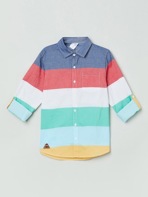 

max Boys Multicoloured Regular Fit Striped Cotton Casual Shirt, Multi