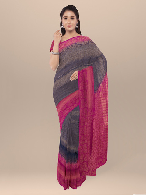

KLM Fashion Mall Blue & Pink Silk Blend Woven Design Saree