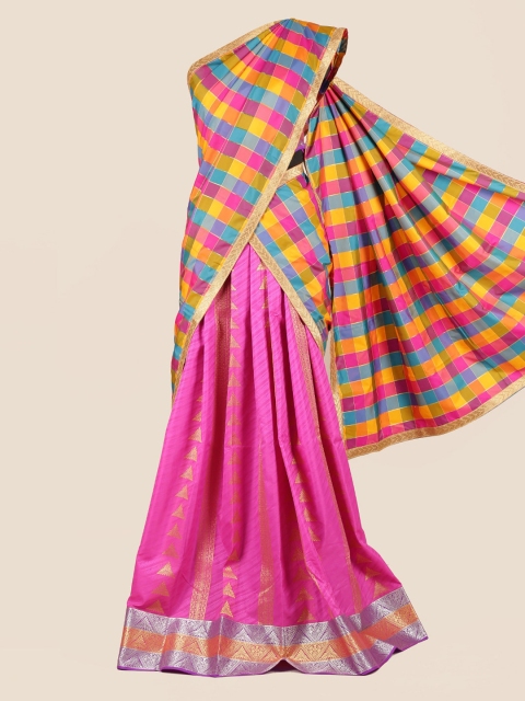 

Pothys Multicoloured Checked Tissue Half Saree, Multi