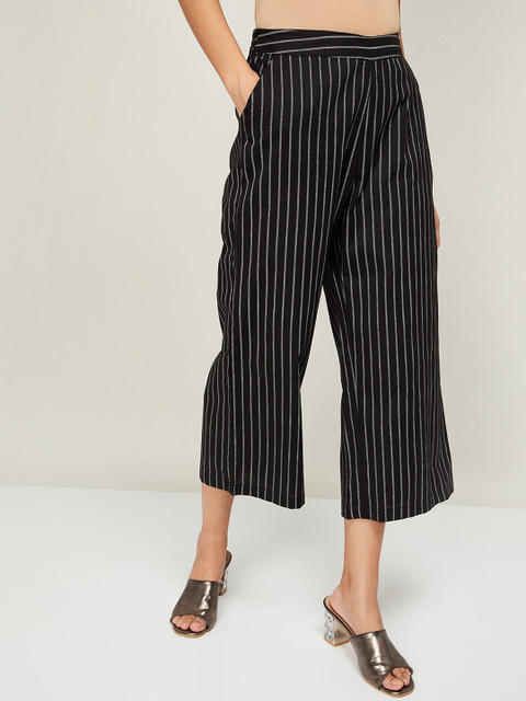 

Colour Me by Melange Women Black Regular Fit Striped Culottes