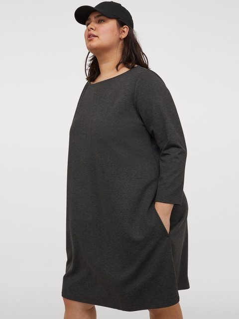 

H&M + Grey Boat-Neck Dress