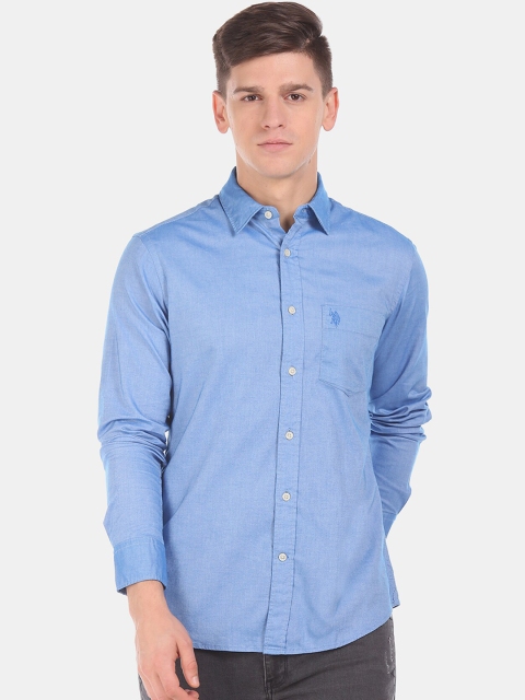 

U.S. Polo Assn. Men Blue Regular Fit Solid Casual Shirt