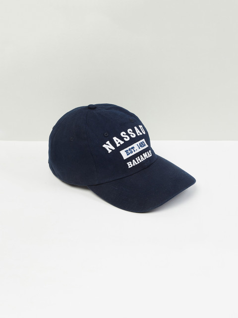 

max Men Navy Blue & White Embroidered Baseball Cap