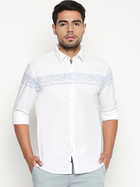 

Basics Men White Slim Fit Solid Casual Shirt