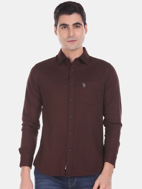 

U.S. Polo Assn. Men Brown Regular Fit Solid Casual Shirt