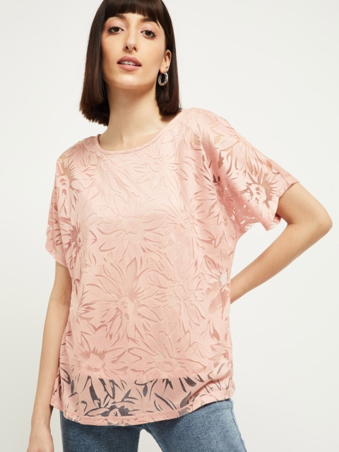 

max Women Pink Self Design Top