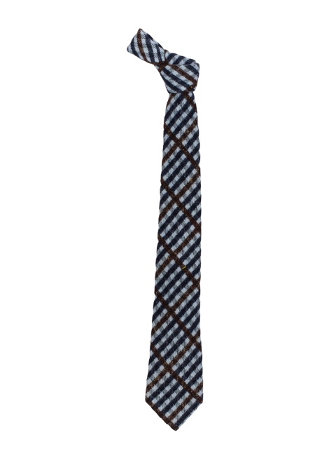

The Tie Hub Men Blue & White Checked Pure Silk Broad Tie
