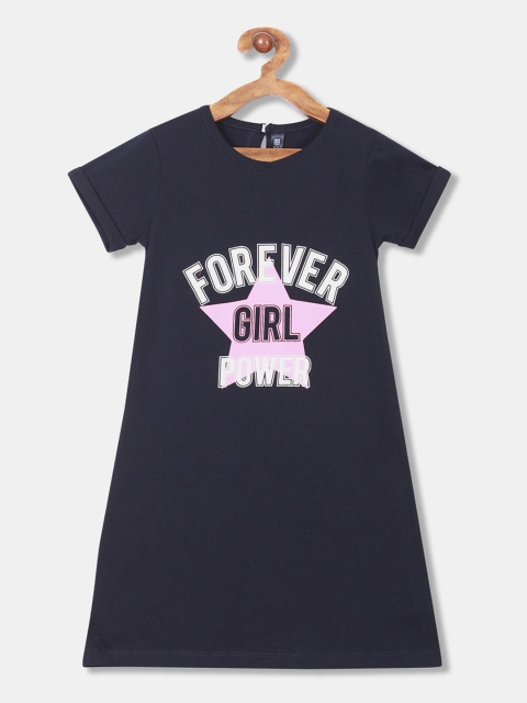 

Cherokee Girls Navy Blue & Pink Printed T-shirt Dress