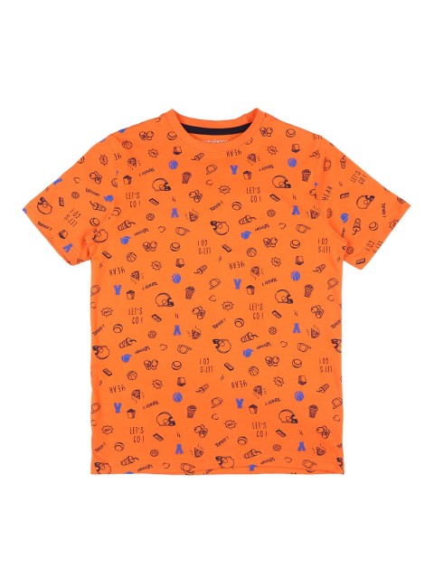 

POPPERS by Pantaloons Boys Orange Printed Round Neck T-shirt